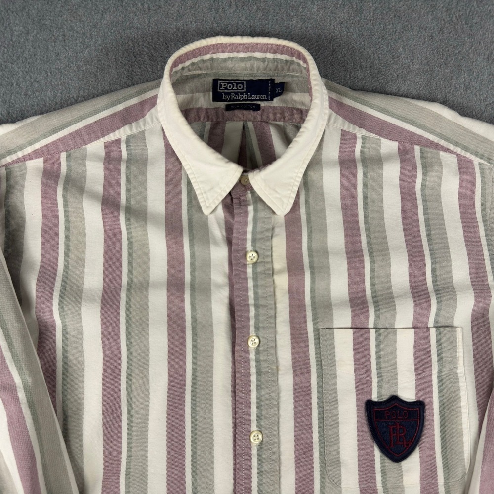 Vintage Polo Ralph Lauren Shirt Mens XL Striped RL Crest Patch